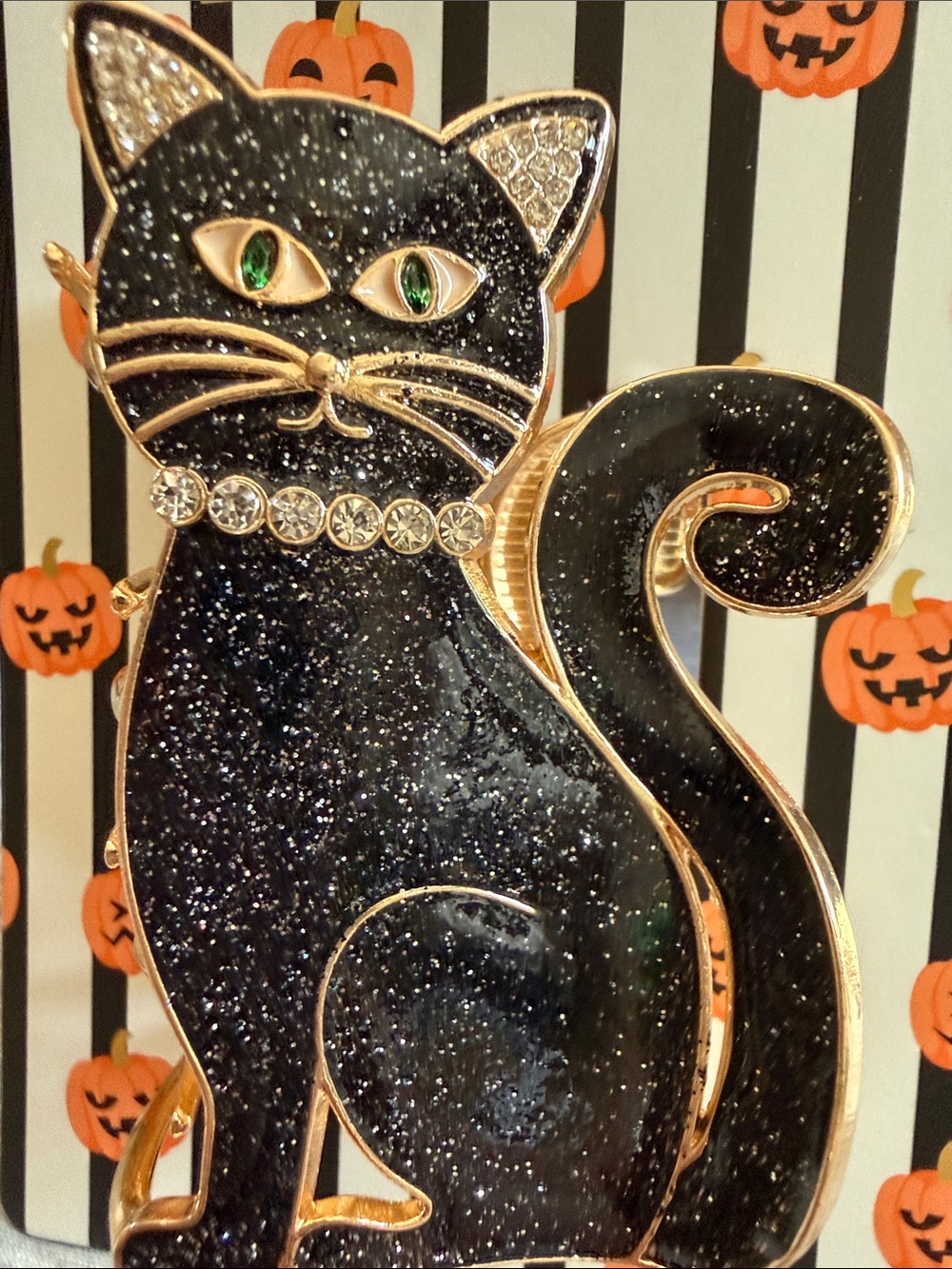 Piper Black Glitter Cat Hair Claw with Gold Accents - Picture 4 of 7